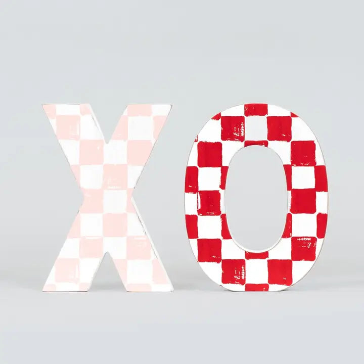 CHECKERED "X O" WOODEN CUTOUT