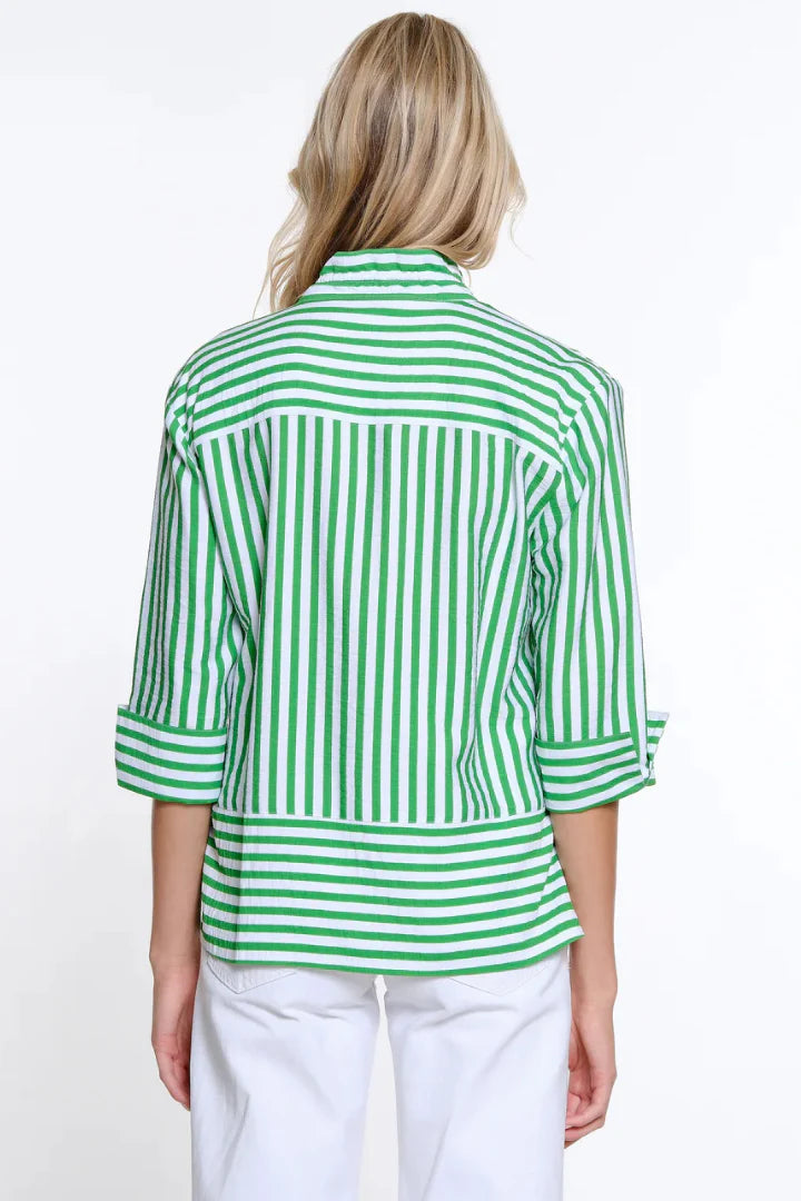 CLASSIC GREEN & WHITE STRIPED WIRE COLLAR TOP