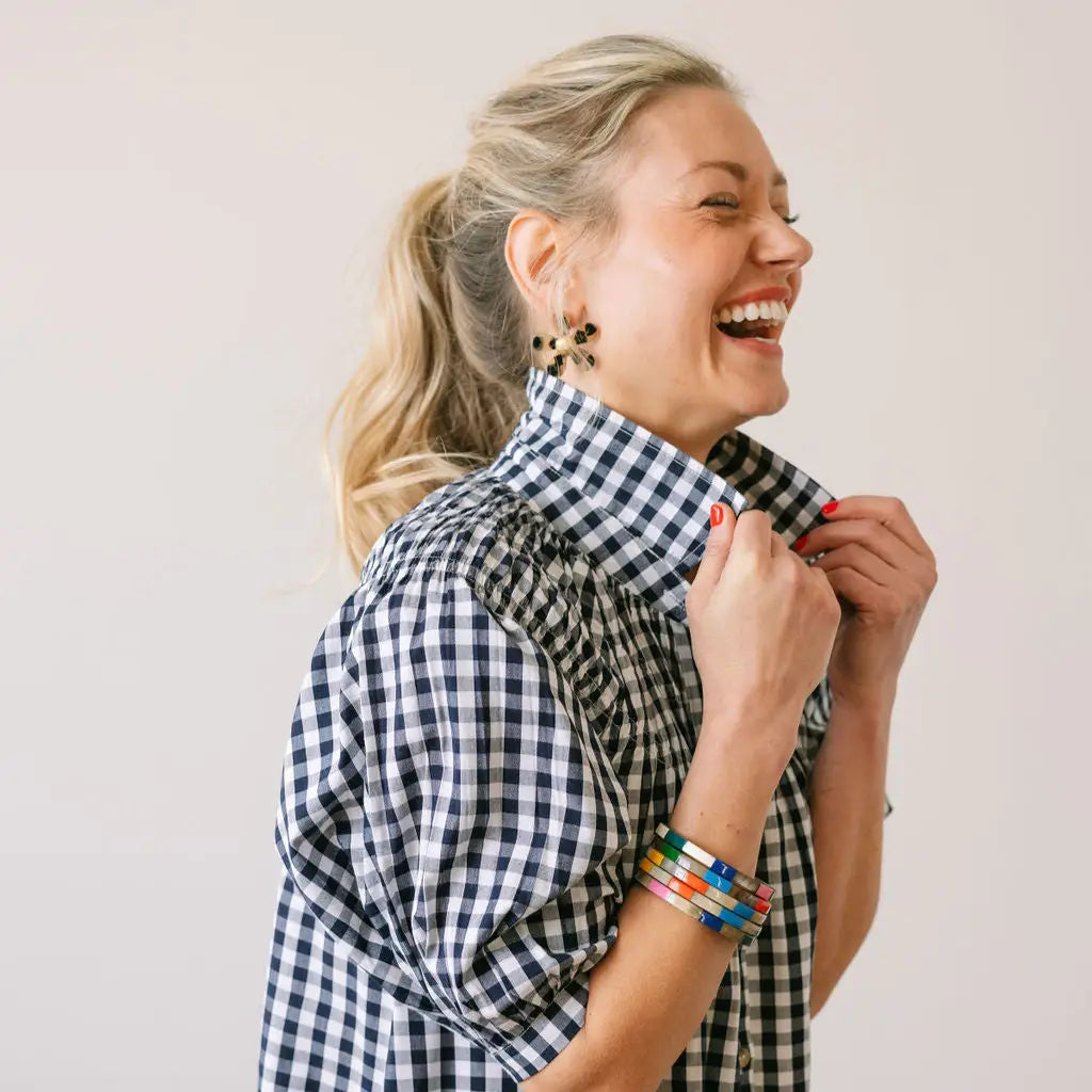 NAVY GINGHAM OASIS DRESS