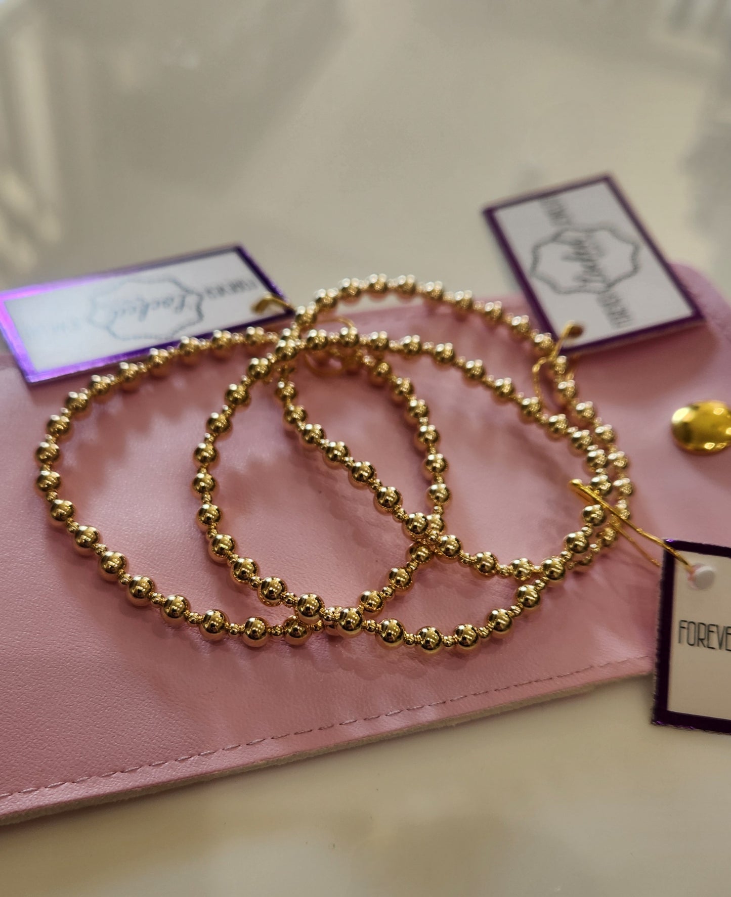2MM & 4MM PATTERNED GOLD-FILLED BEADED BRACELET