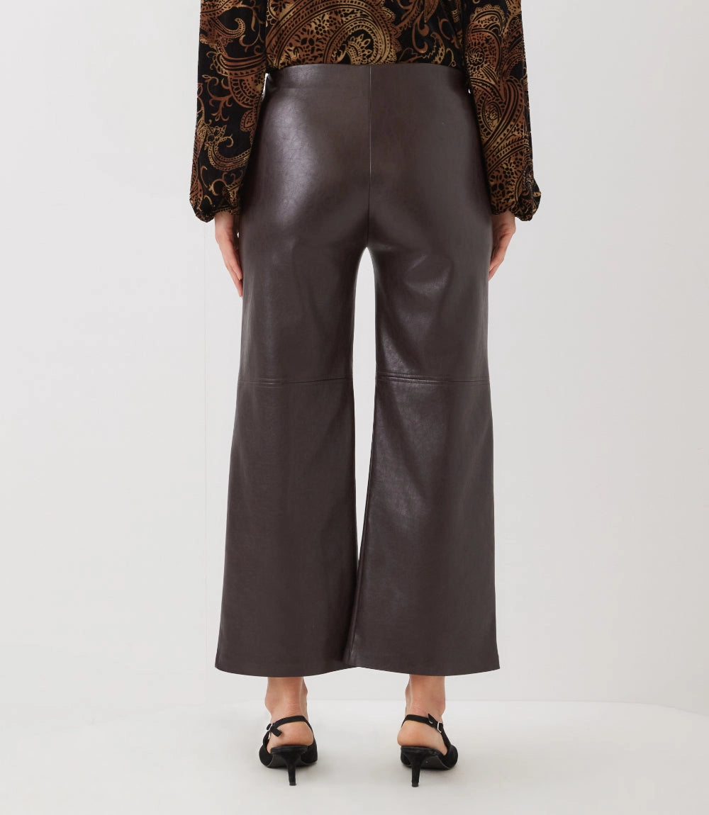 FAUX LEATHER PULL-ON ANKLE PANTS
