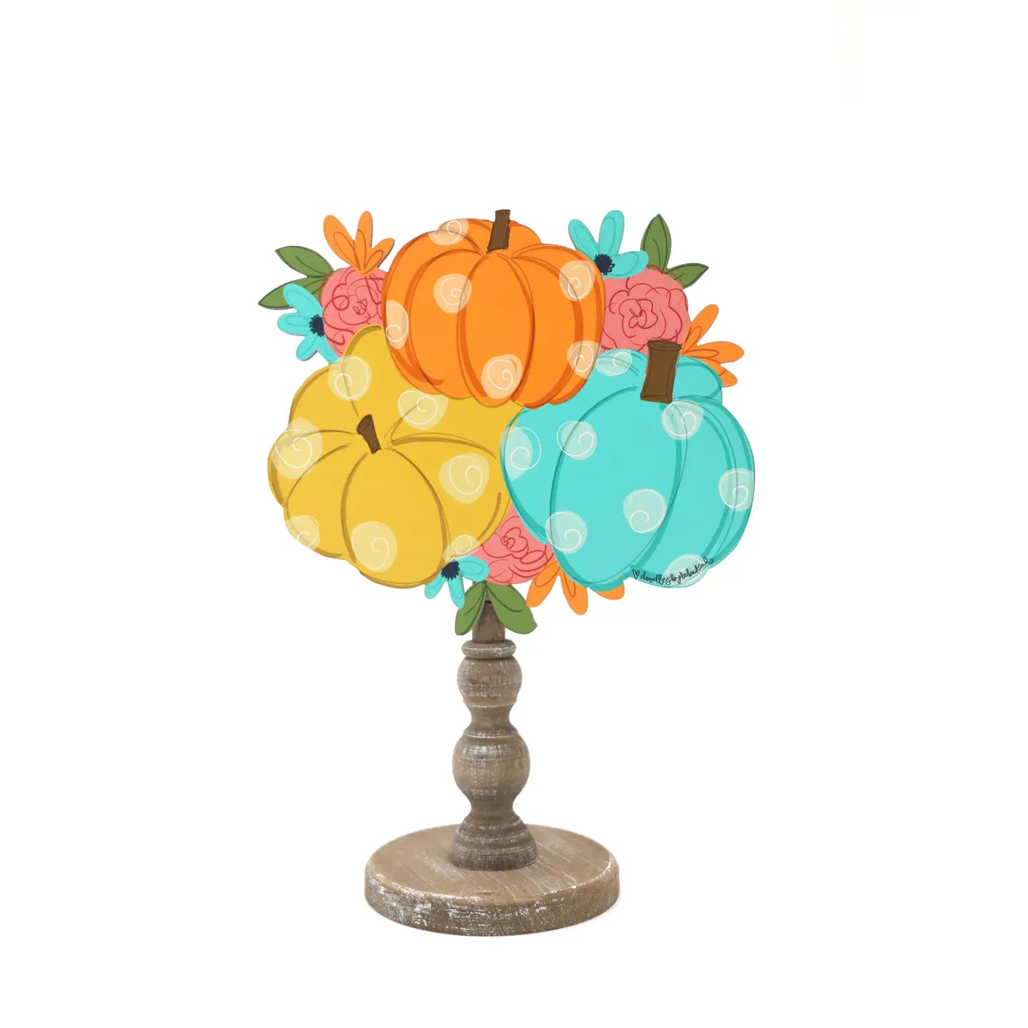 MULTI FLORALL PUMPKIN TOPPER