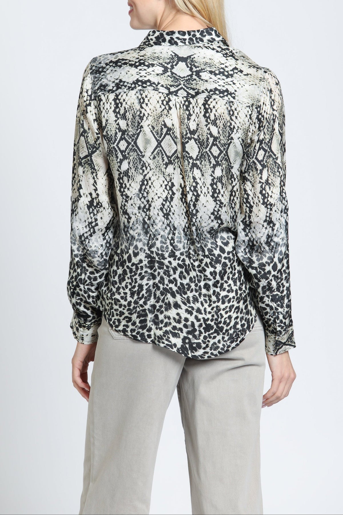 GRAY ANIMAL PRINT LS TOP
