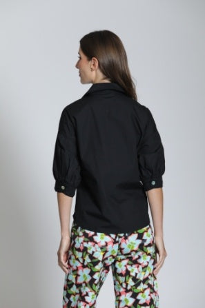 BUTTON FRONT BLACK BLOUSE