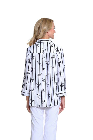 BLACK & WHITE BOW PRINT TOP