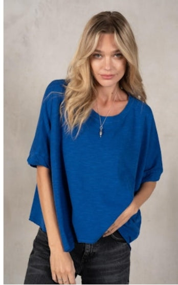 HALF SLEEVE BOXY CROP TOP - NEPTUNE - ONE SIZE