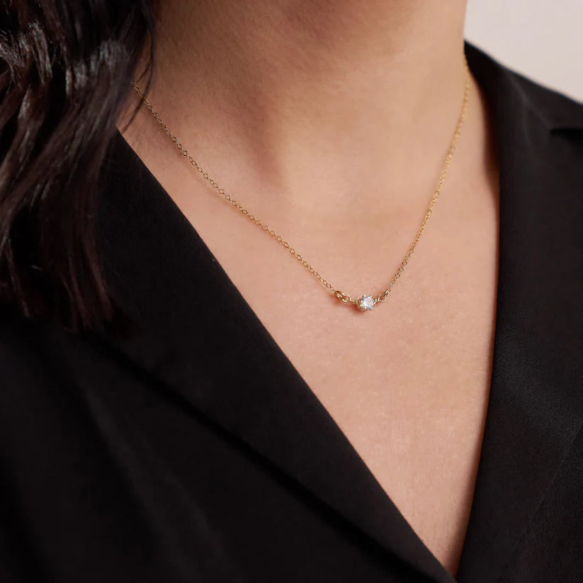 YOU ARE MY SUNSHINE NECKLACE - 1 STONE - WHITE TOPAZ