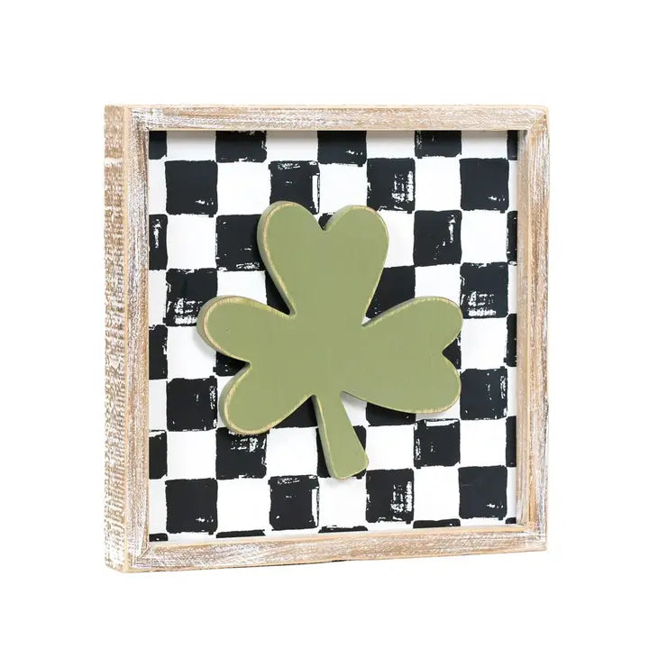 HEART/CLOVER REVERSIBLE WOOD SIGN