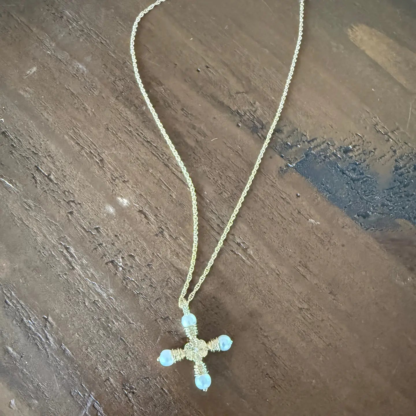 WATERPROOF PEARL CROSS NECKLACE