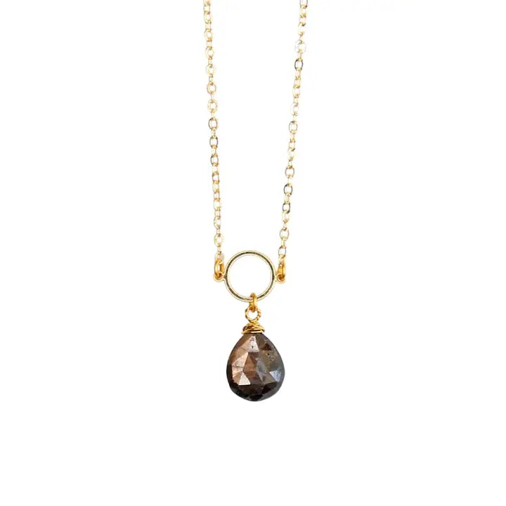 MACAROON ADJUSTABLE NECKLACE IN CHOCOLATE MOONSTONE