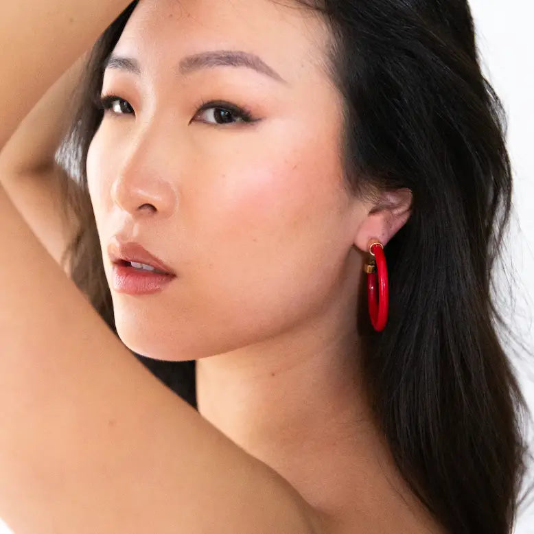 MEDIUM ACRYLIC HOOPS - RED