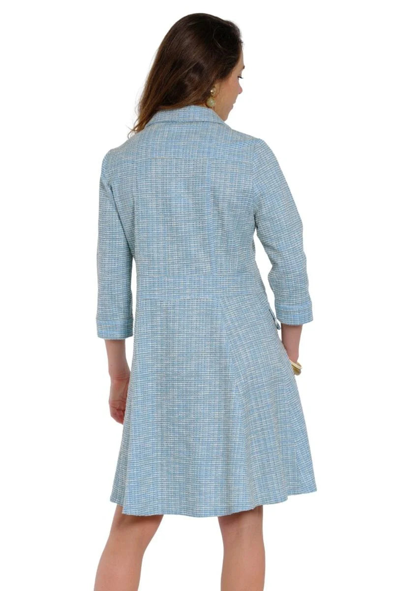 CELEBRITY BLUE & WHITE TWEED DRESS