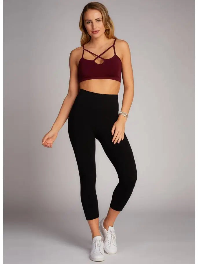 3/4 HIGH WAIST BAMBOO LEGGINGS - BLACK