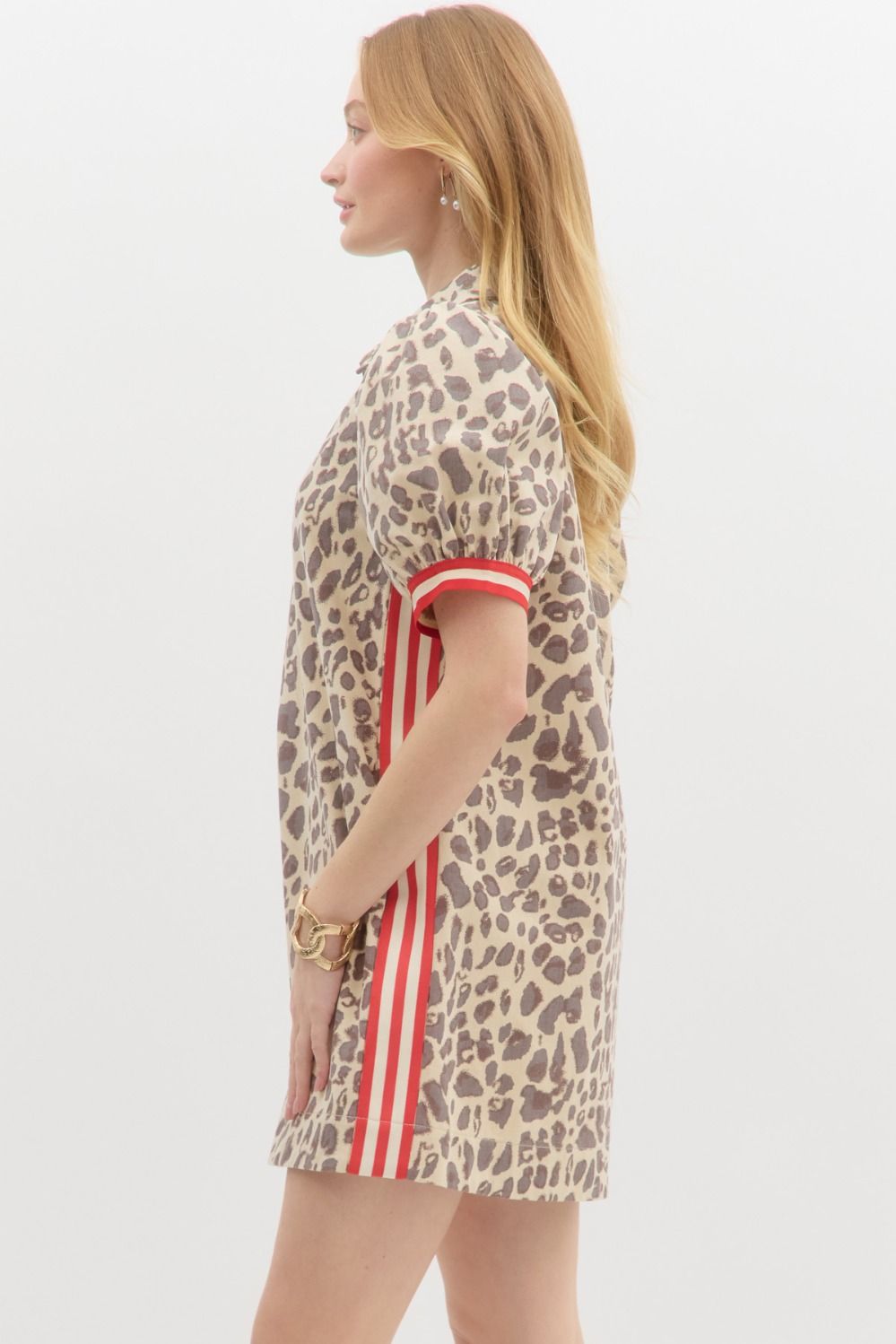 LEOPARD PRINT PUFF SLEEVE DRESS