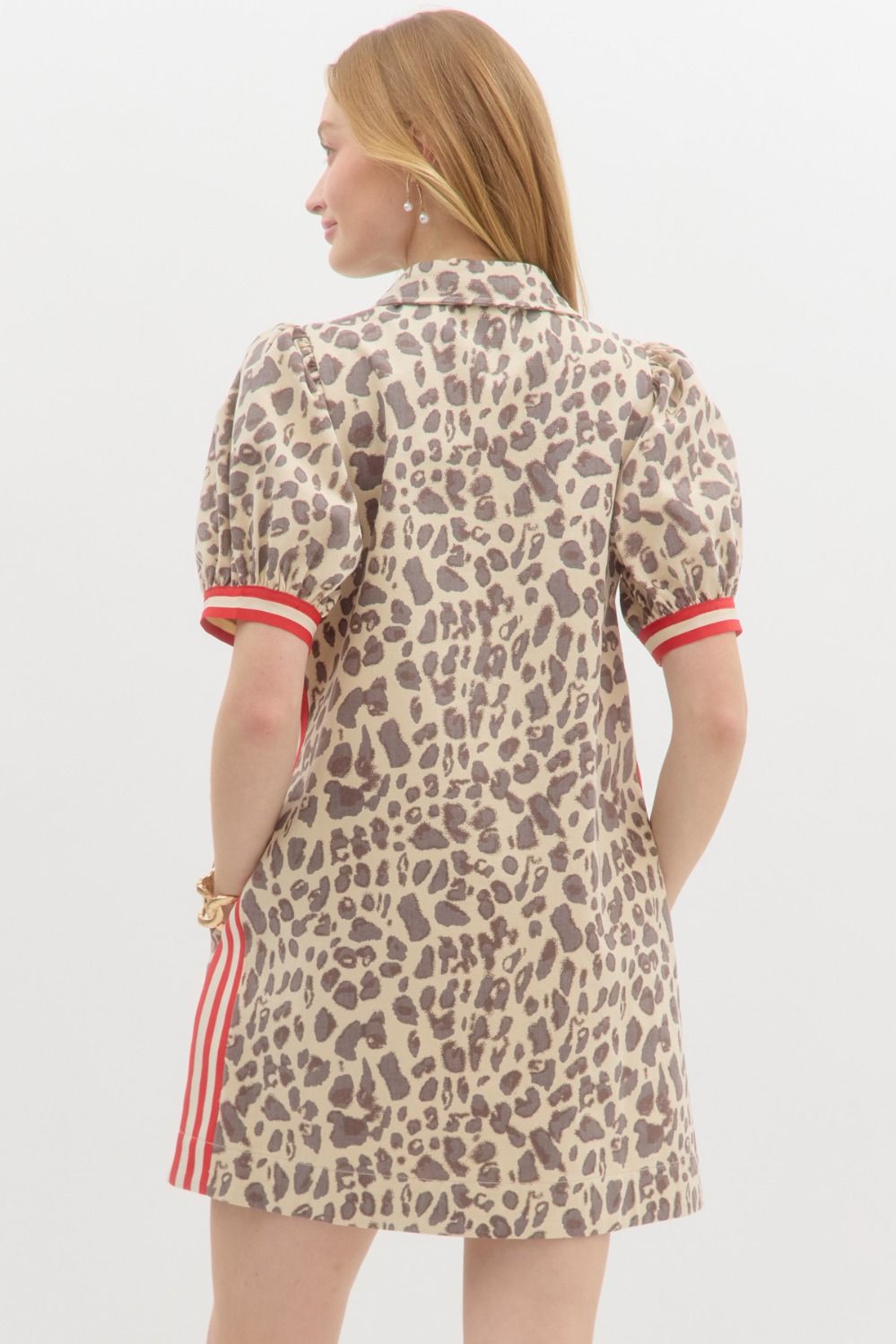LEOPARD PRINT PUFF SLEEVE DRESS