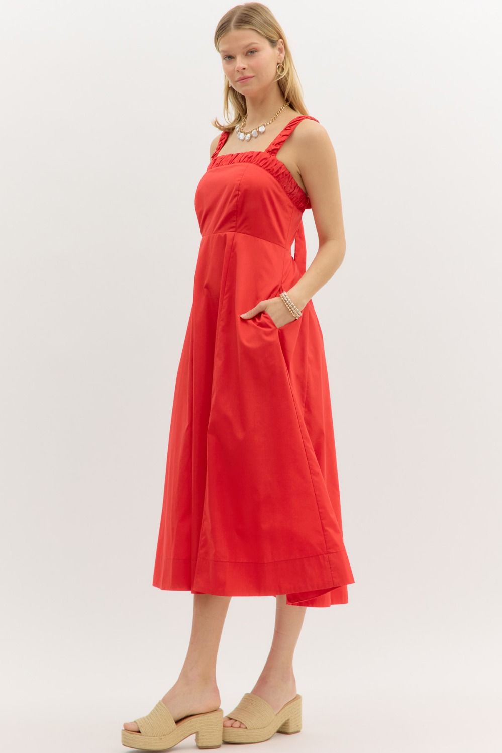 RED TIE BACK DRESS