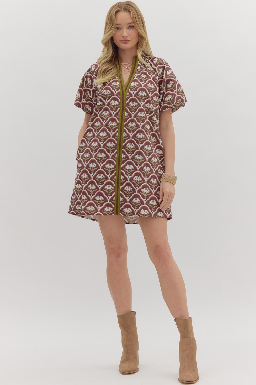 BROWN BOTANICAL DRESS
