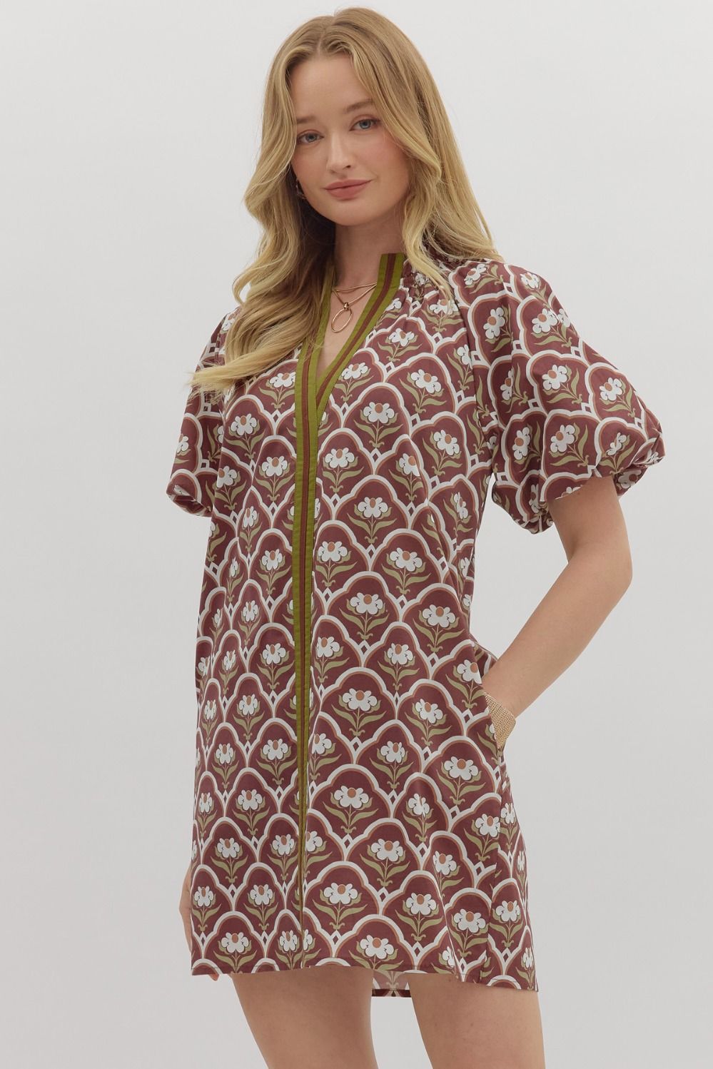 BROWN BOTANICAL DRESS
