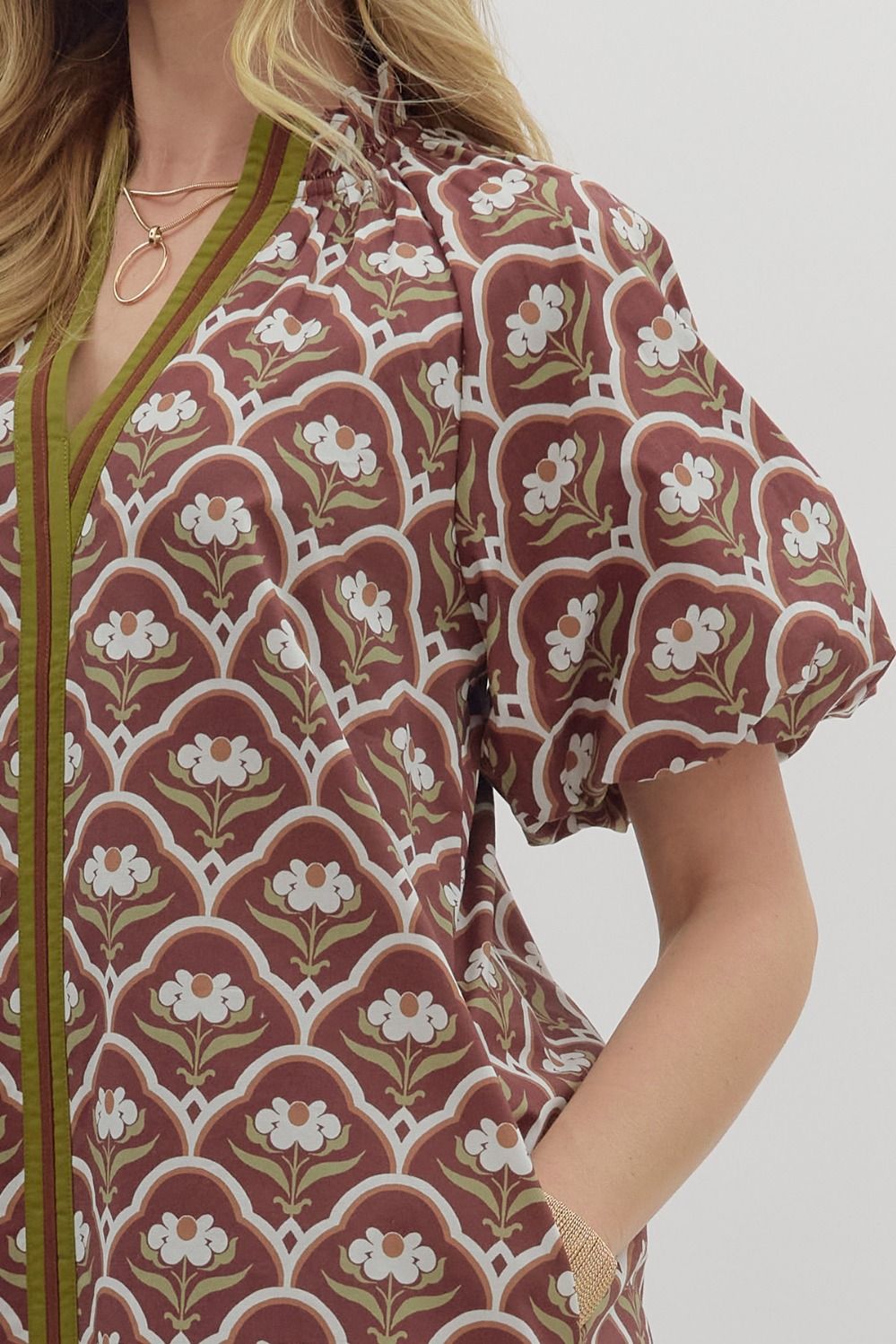 BROWN BOTANICAL DRESS