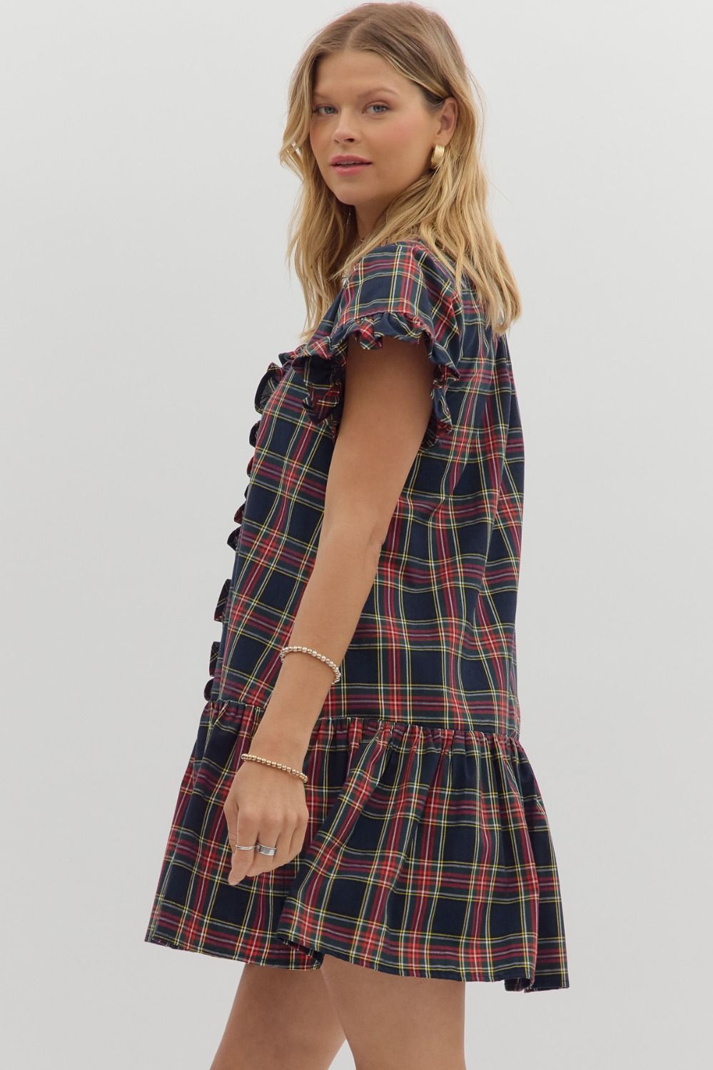 NAVY PLAID DARLING DRESS
