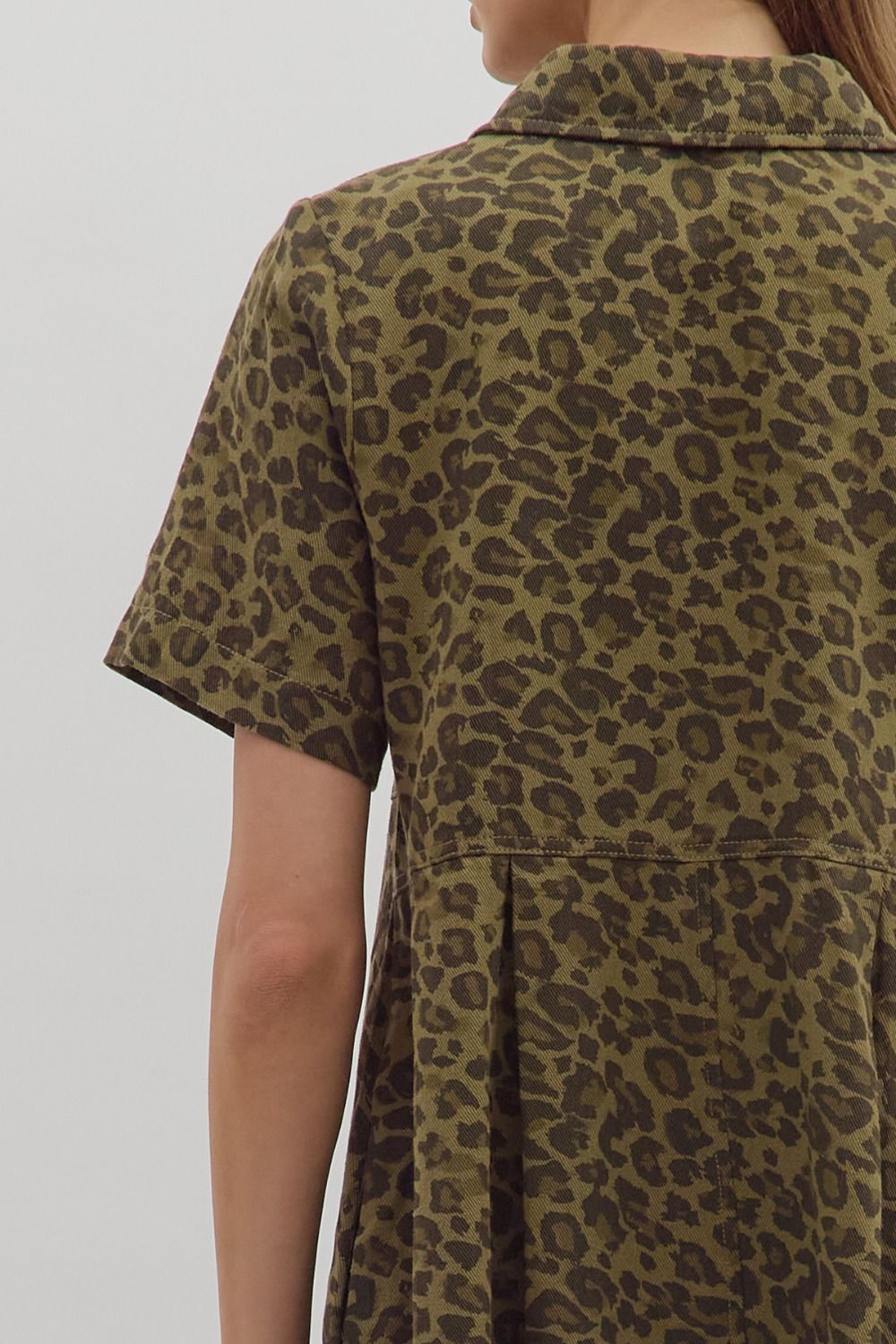 OLIVE LEOPARD DENIM DRESS