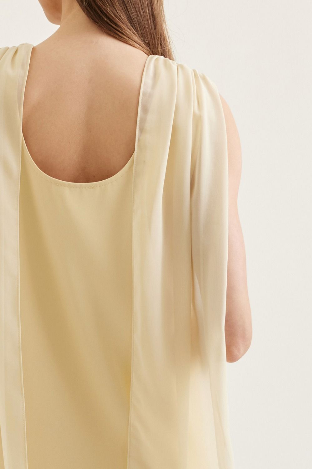 PALE YELLOW CHIFFON MINI DRESS