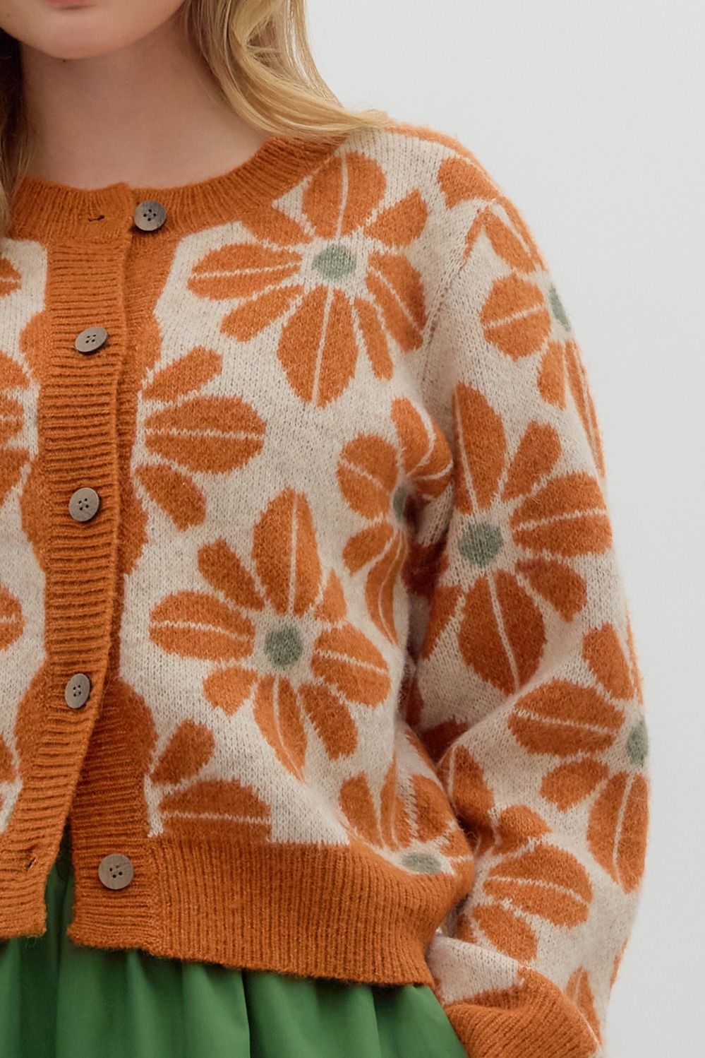 RUST FLORAL CARDIGAN