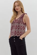 BURGUNDY EMBROIDERED TOP