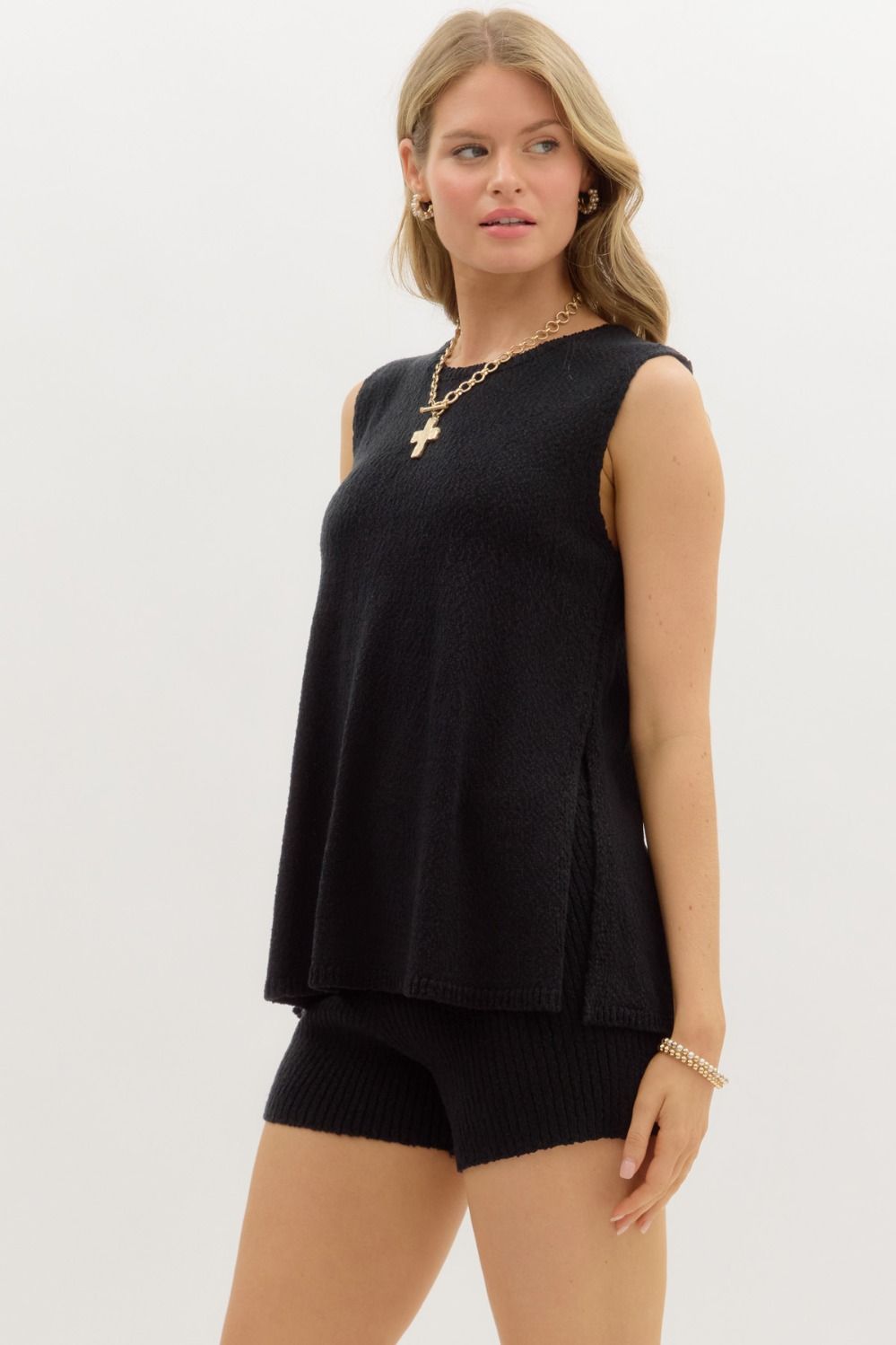 BLACK EASY LIKE SHORT SET
