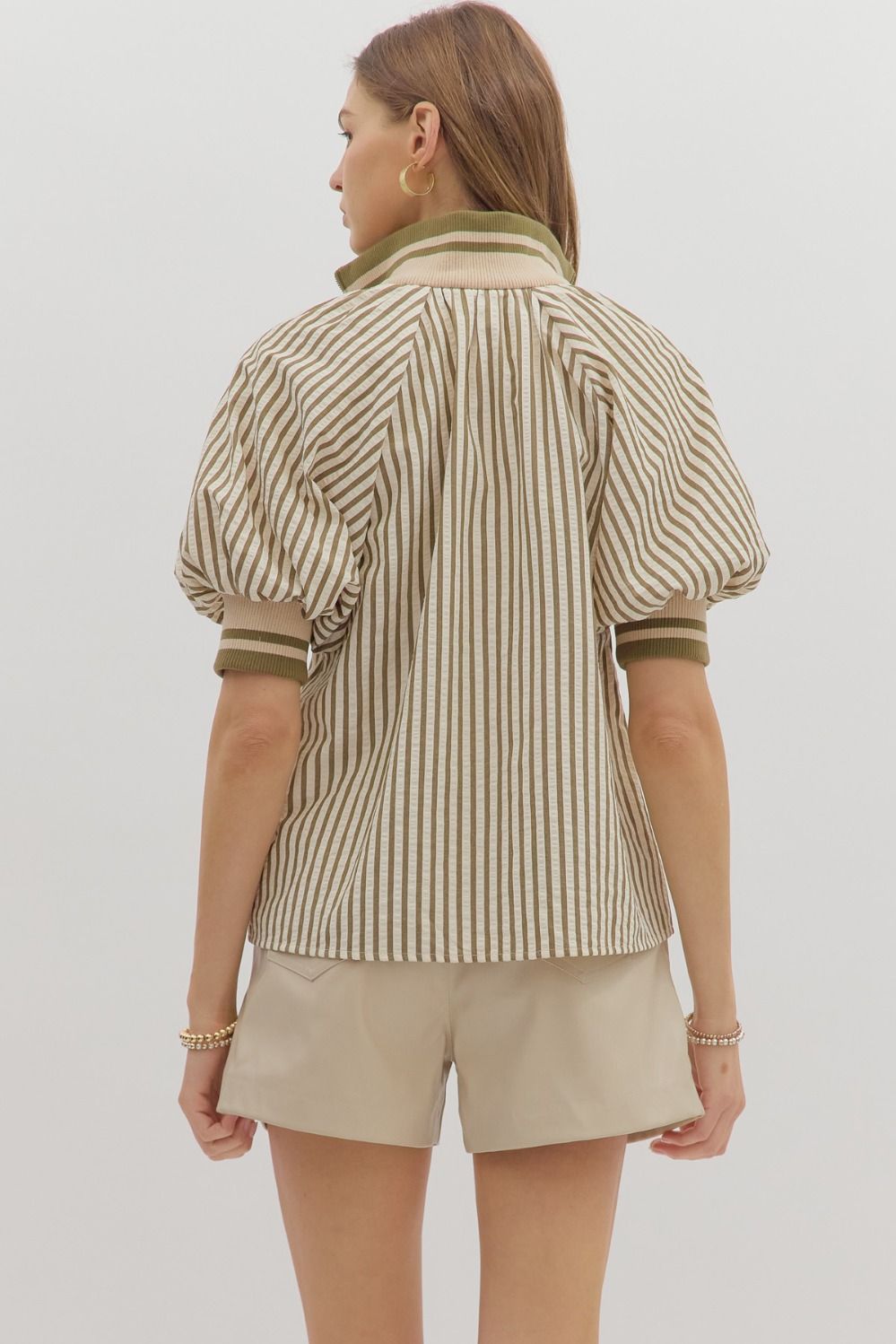 STRIPED PUFF SLEEVE TOP