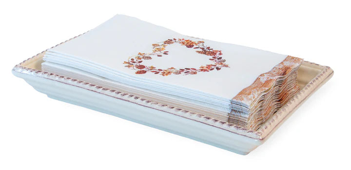 BEADED GUEST TOWEL TRAY - CREAM