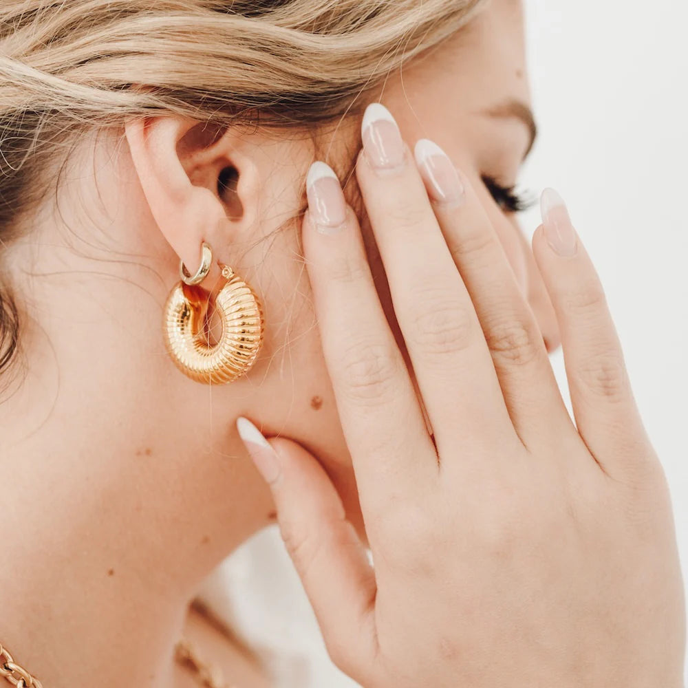 TRUE LOVE TEXTURED HOOP EARRINGS
