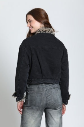 MIDNIGHT LEOPARD TRUCKER JACKET