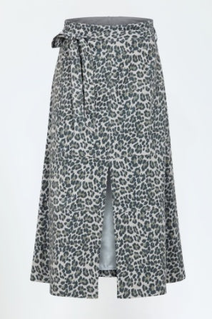 VEGAN SUEDE LEOPARD SKIRT