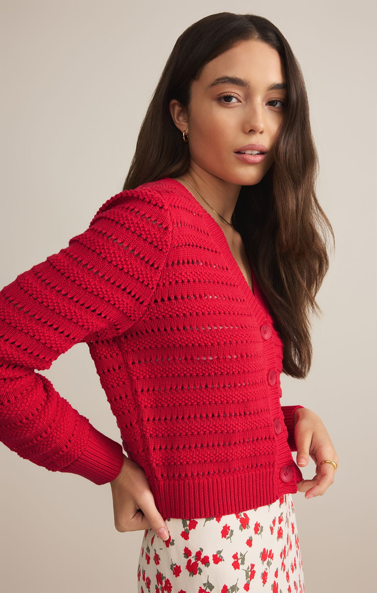 ROMANCE CARDIGAN - CHERRY RED