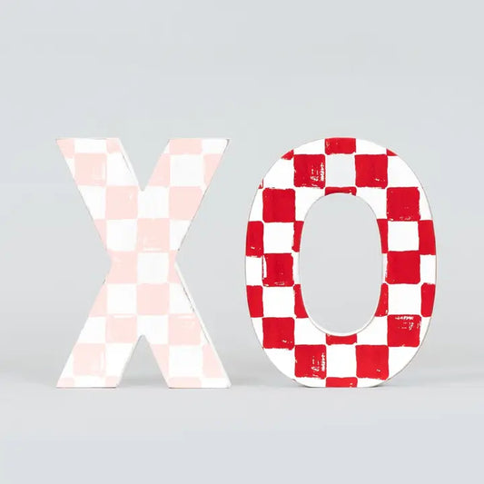 CHECKERED "X O" WOODEN CUTOUT