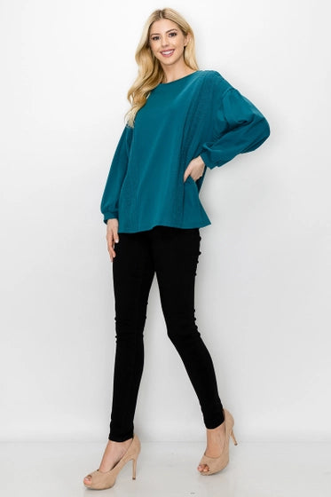 ROSANNE POINTE KNIT TOP W LACE
