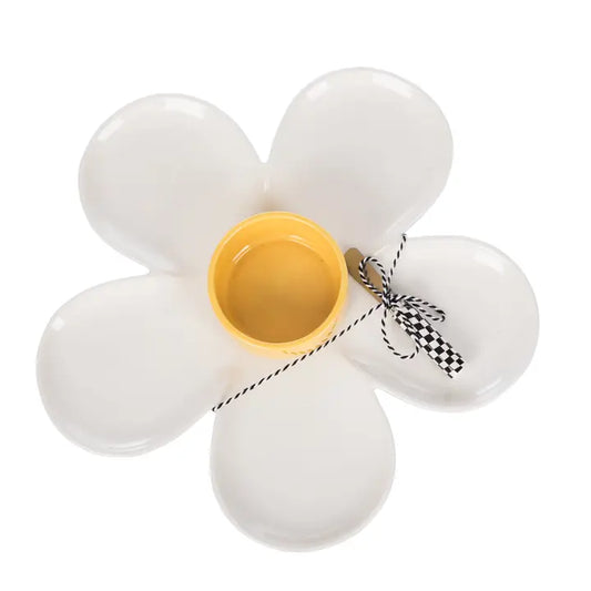 DAISY PLATTER & BOWL W/ SPREADER