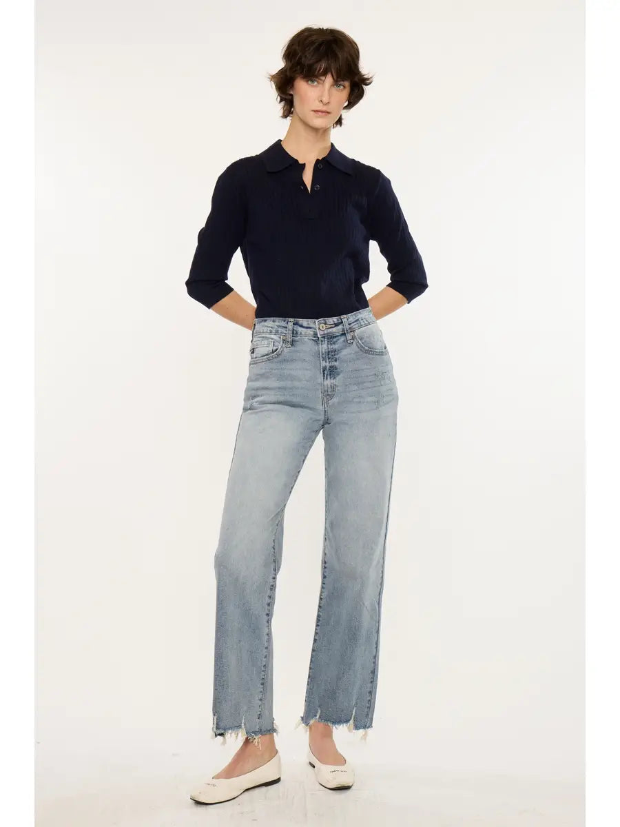 LIGHT WASH SLIM WIDE JEANS