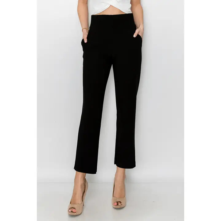 KRISTY CREPE KNIT PANT - BLACK