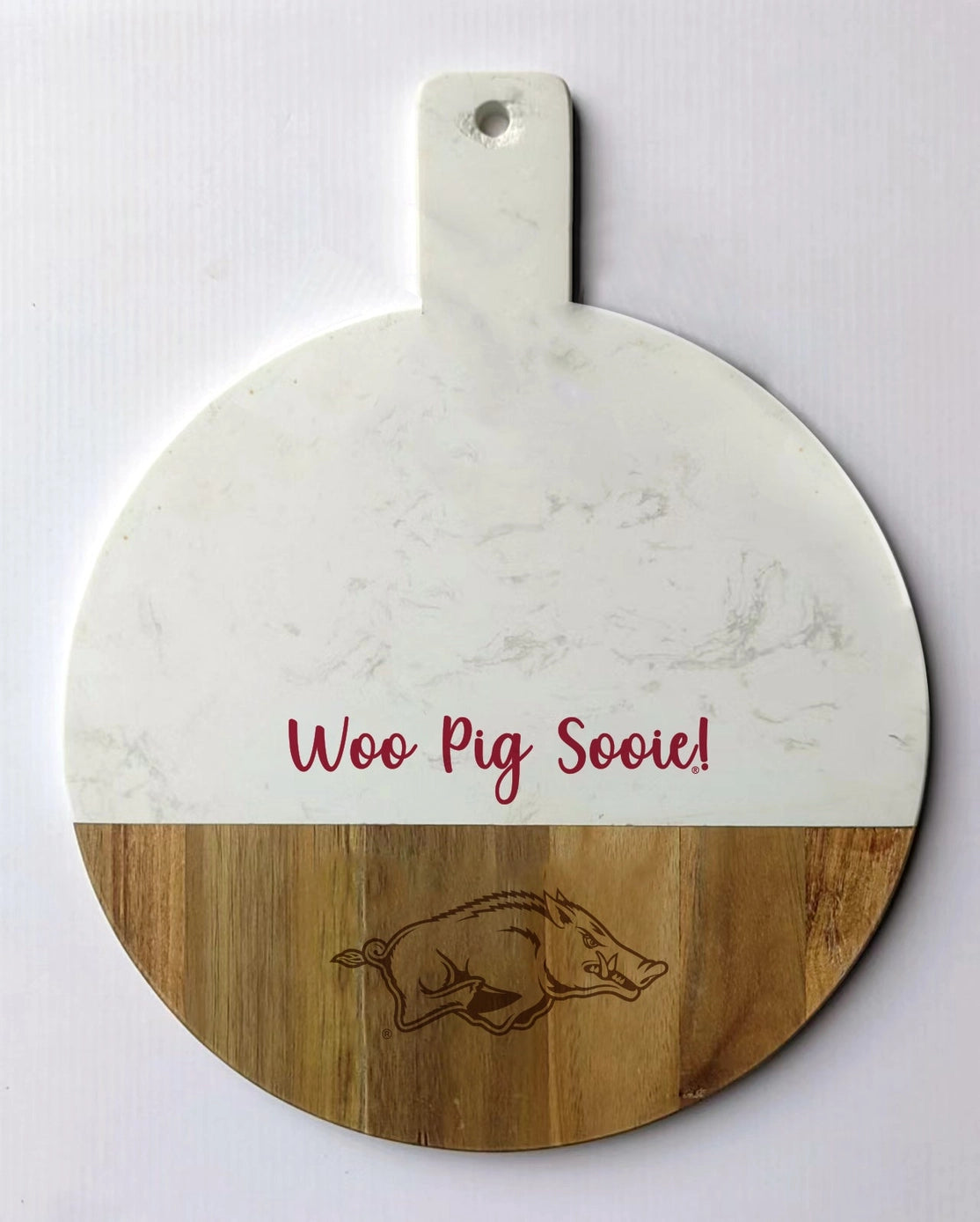 ARKANSAS SPIRIT MARBLE & WOOD CHARCUTERIE BOARD