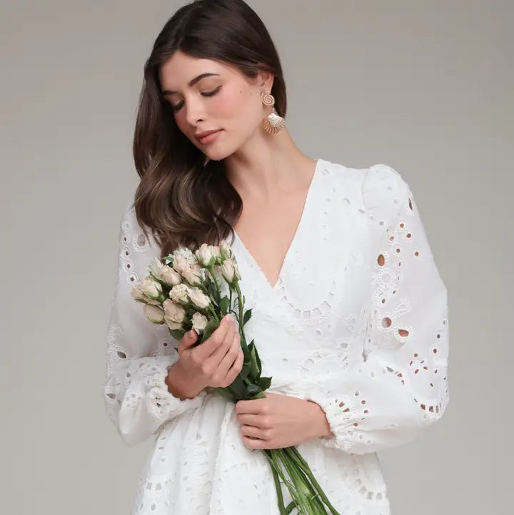 BRODERIE ANGLAISE COTTON ROMPER DRESS
