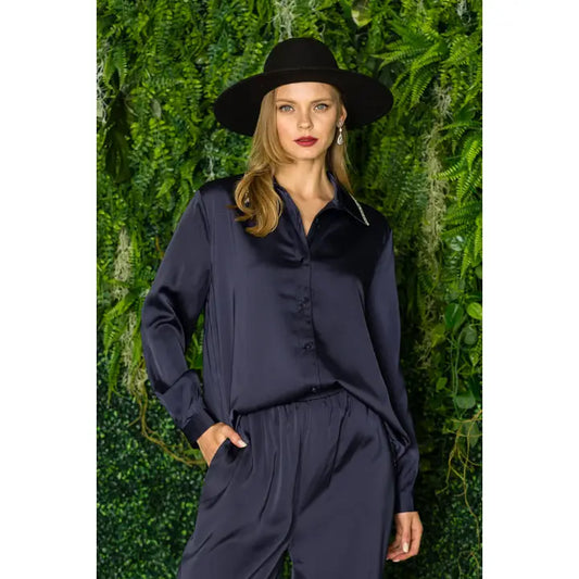 WILEENE SATIN SHIRT W DIAMOND TRIM