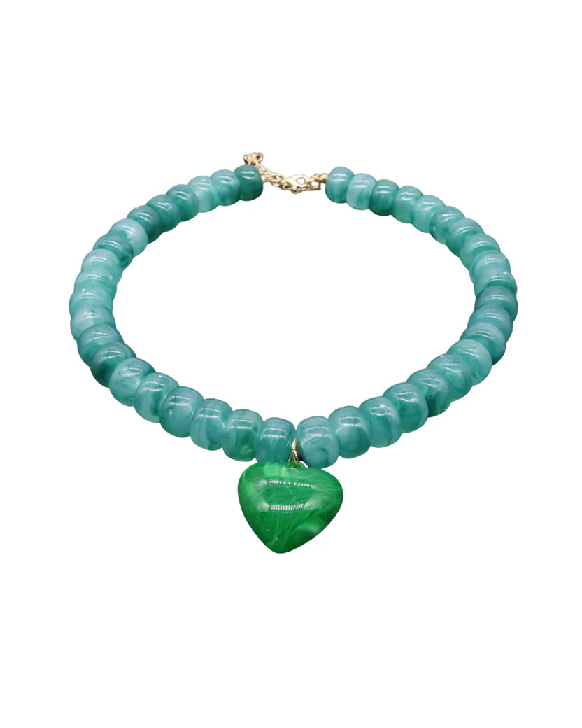 JACKIE BEADED HEART NECKLACE