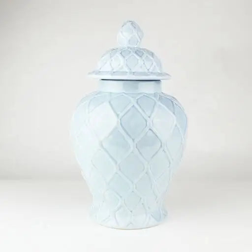 LIGHT BLUE TEXTURED GINGER JARS