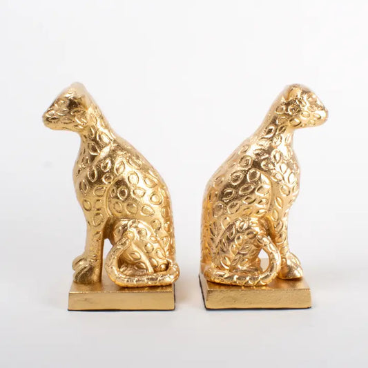 LEOPARD BOOKEND SET - GOLD