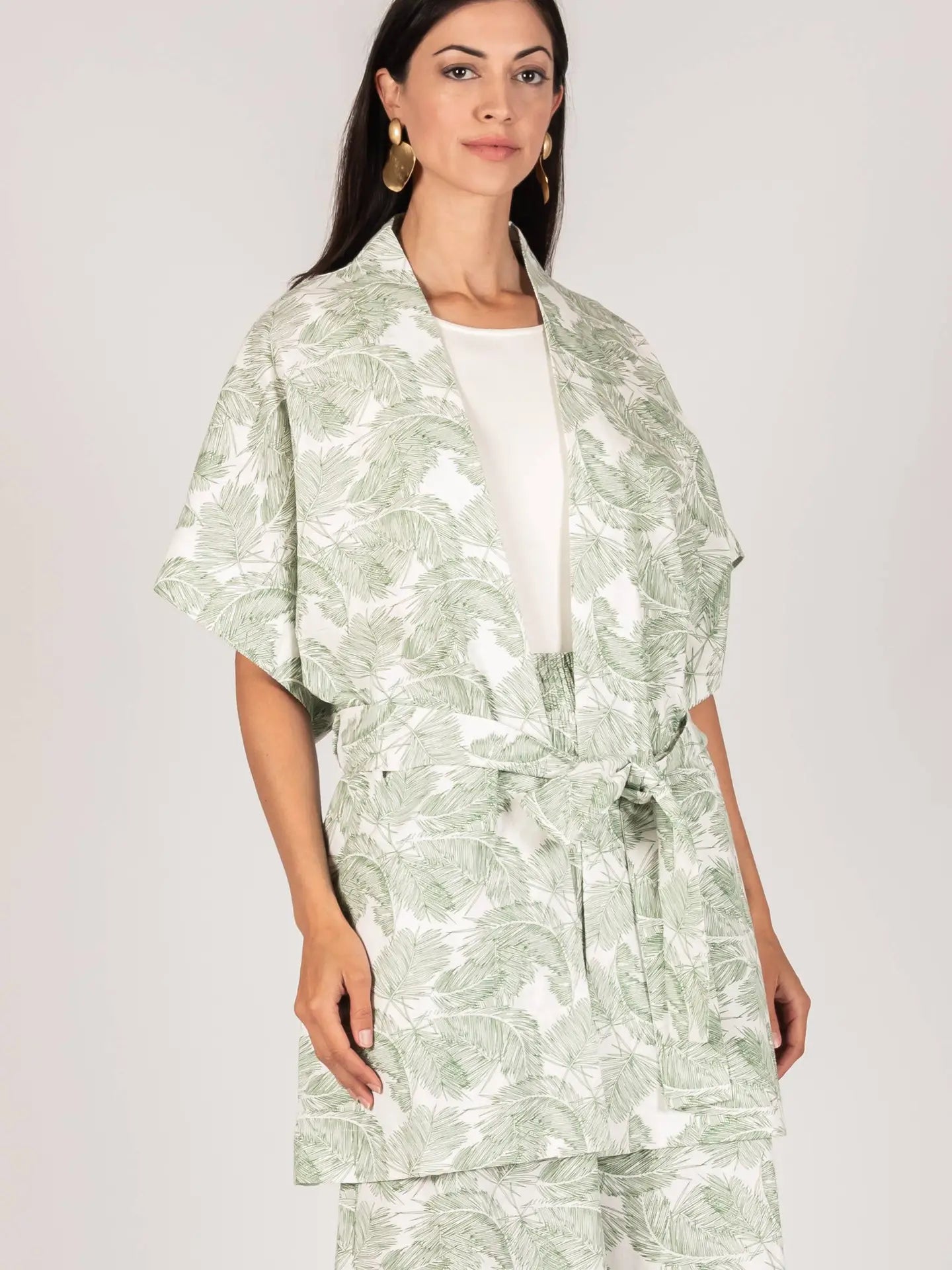 LEAF PRINT LINEN JACKET