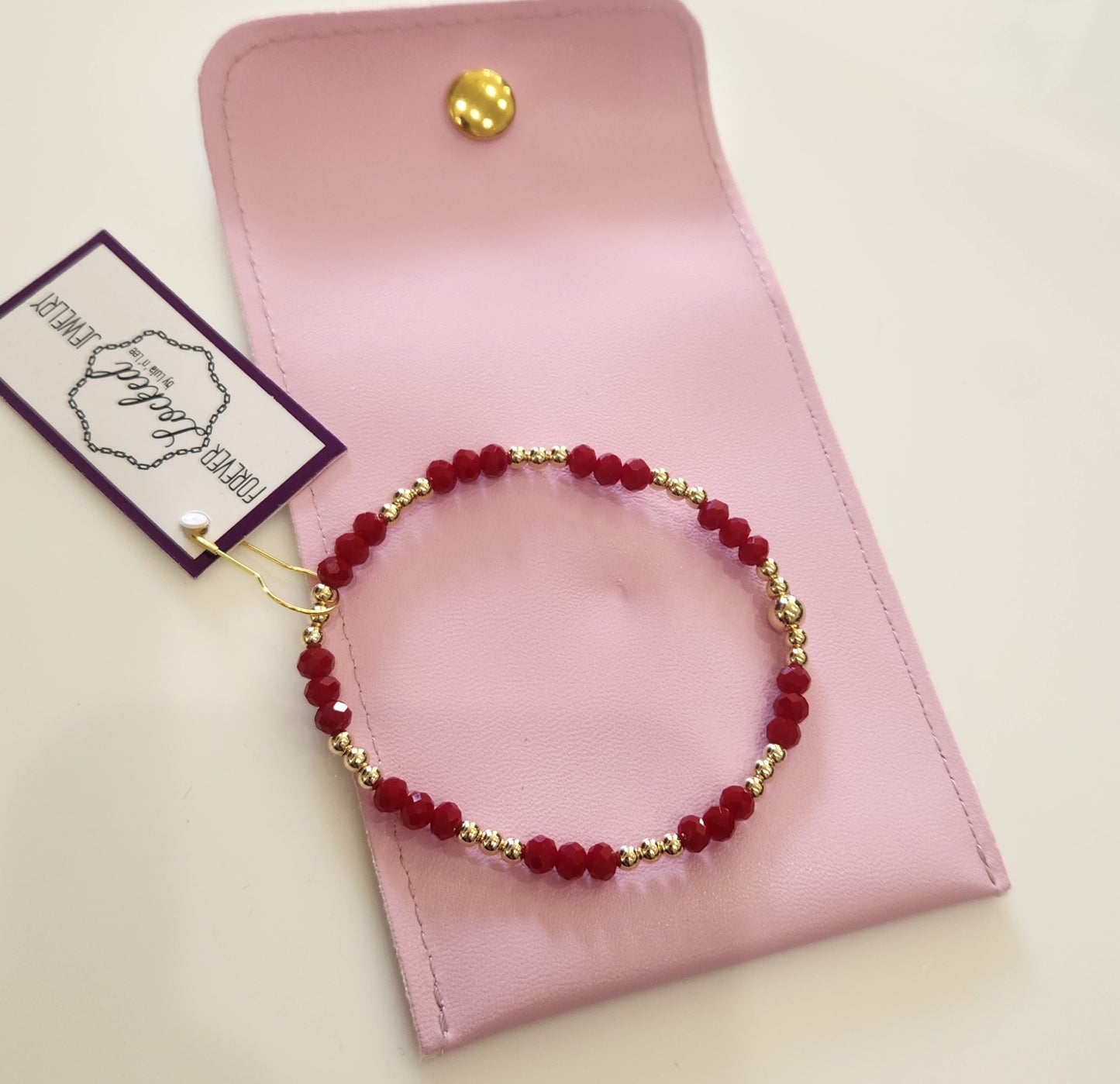 3MM GOLD-FILLED BEADED BRACELET W/ RAZORBACK CRYSTALS
