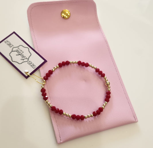3MM GOLD-FILLED BEADED BRACELET W/ RAZORBACK CRYSTALS