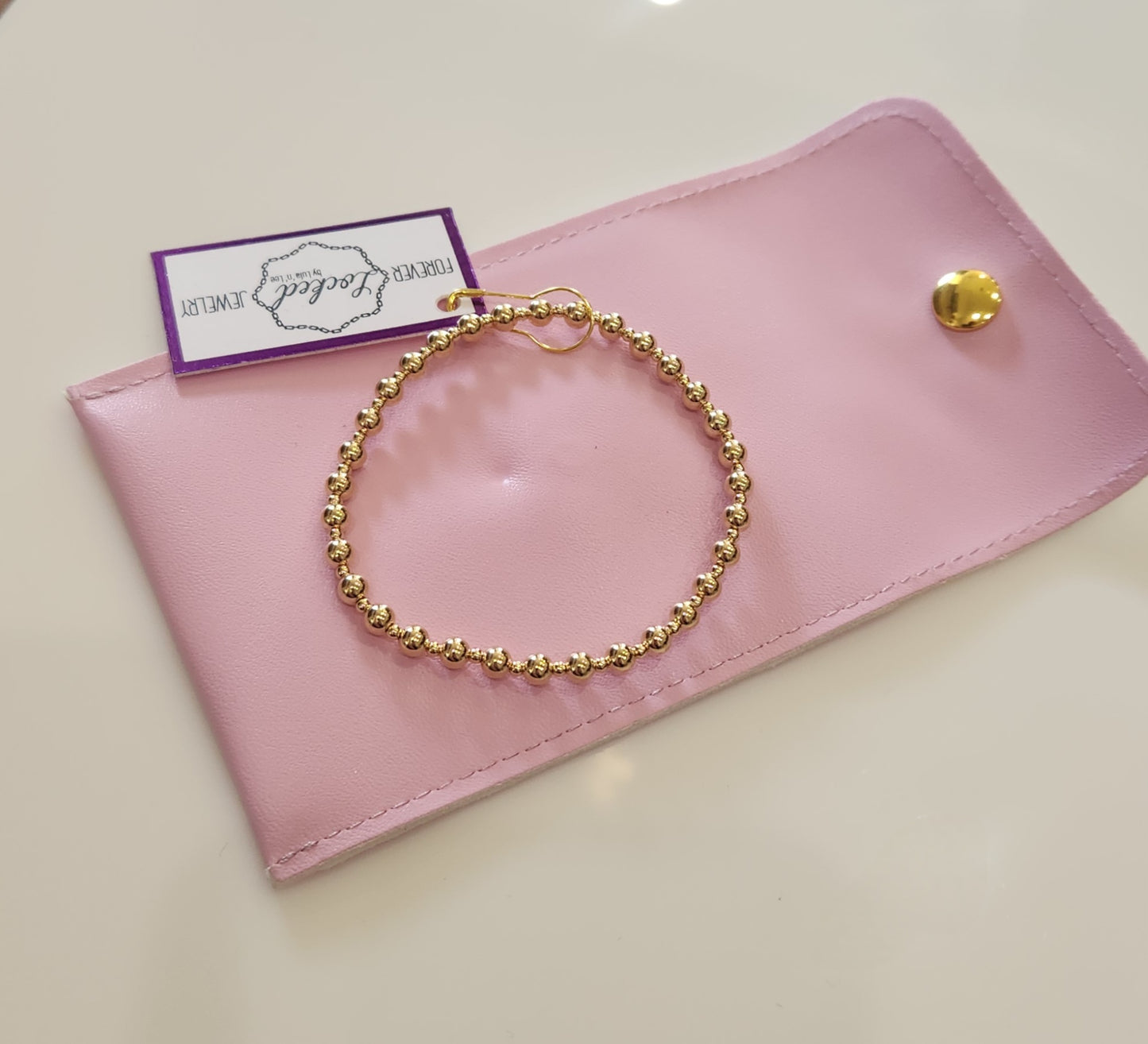 2MM & 4MM PATTERNED GOLD-FILLED BEADED BRACELET